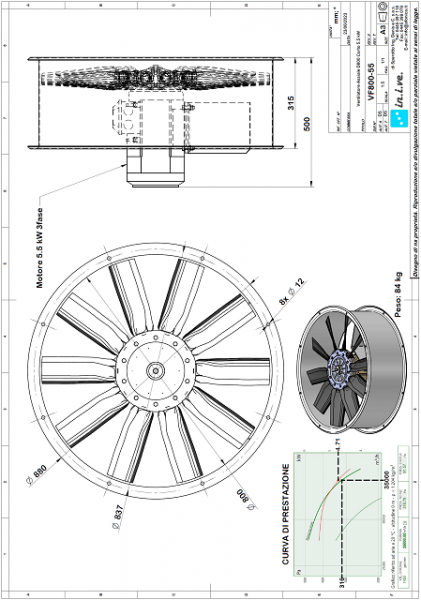 Extraction fan  Mod. VF700-40